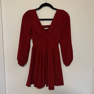 Abercrombie & Fitch Red Long-Sleeve Corset Mini Dress (Size XXSP)